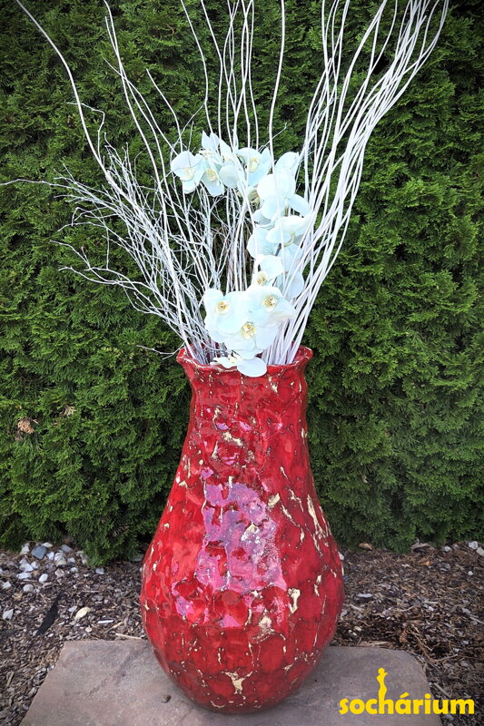 Red Hand-Hammered Ceramic Vase