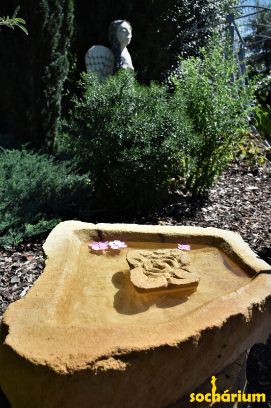 Vogeltrinkbrunnen mit Rose